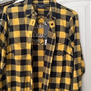 Harley-Davidson Black and Yellow Checkered Shirt. NWT, never worn